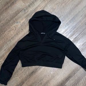 Black Cropped Hoodie